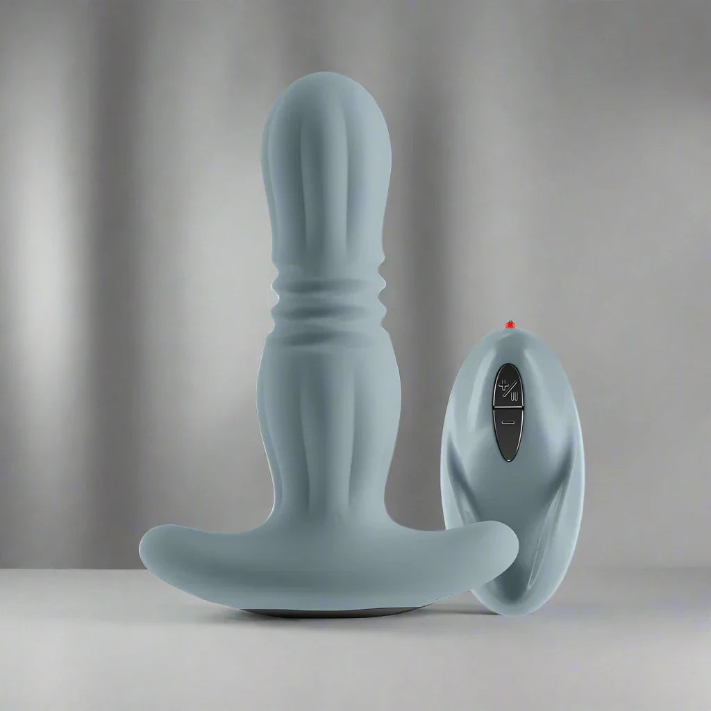 Renegade Gemini Thrusting Anal Plug with Remote - Gray | CheapLubes.com