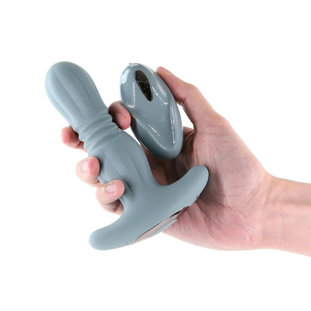 Renegade Gemini Thrusting Anal Plug with Remote - Gray | CheapLubes.com