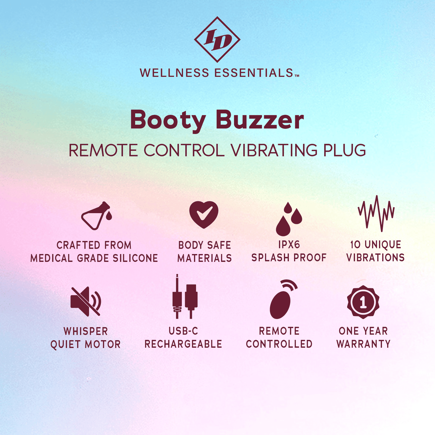 ID Wellness Essentials - Booty Buzzer Remote Control Vibrating Plug