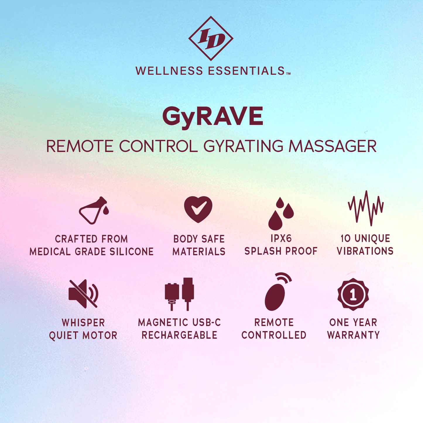 ID Wellness Essentials - GyRave Remote Control Gyrating Massager