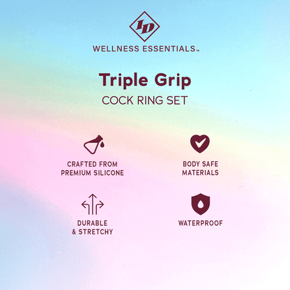 ID Wellness Essentials Triple Grip Cock Ring Set - Blue