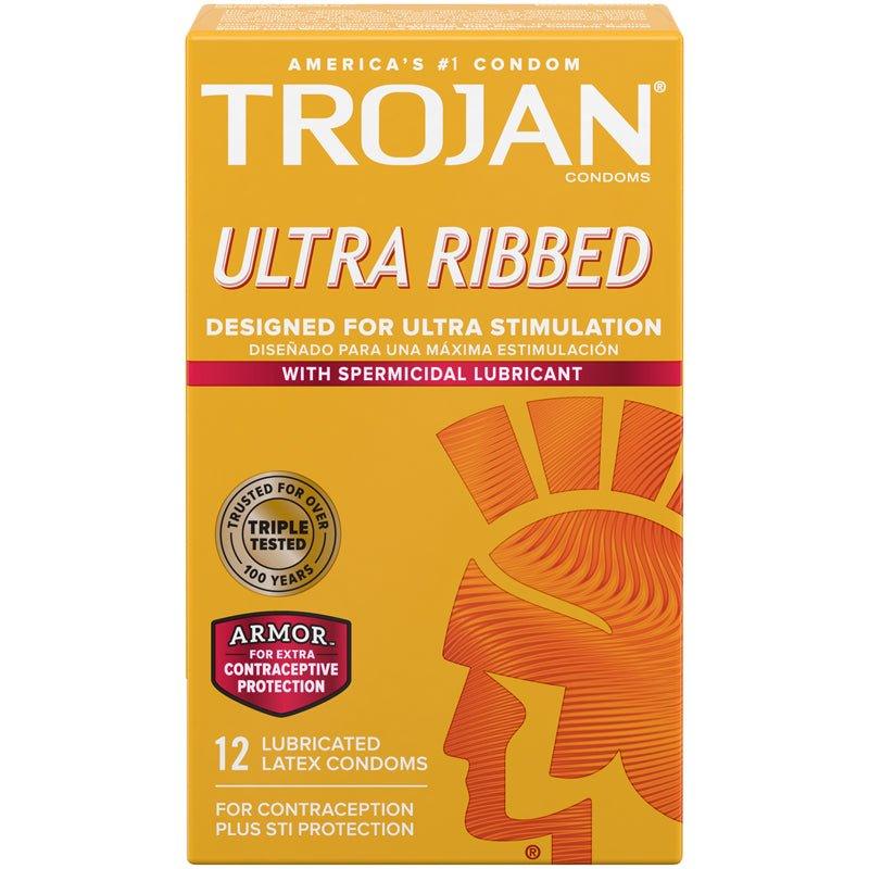 Trojan Ultra Ribbed - w/Spermicidal Lubricant - 12-pk Exp 10/2024